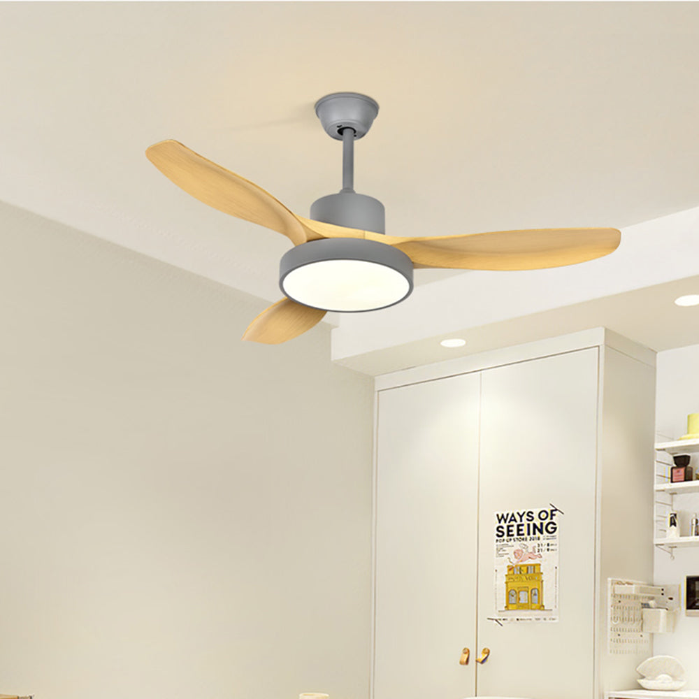 Ozawa 3-Blade Wood & Gray Basic DC Ceiling Fan with Light, 39.4''/47.2 ...